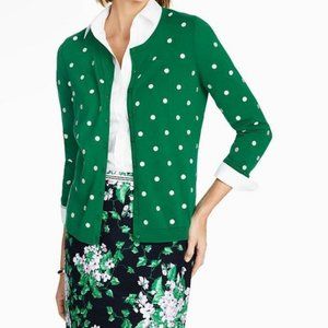TALBOTS Oprah Collection M Green PolkaDot Cardigan